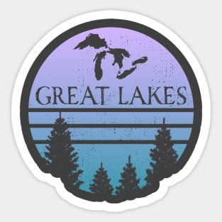 Great Lakes Lake Huron Superior Michigan Erie Ontario Silhouette Souvenir Sticker